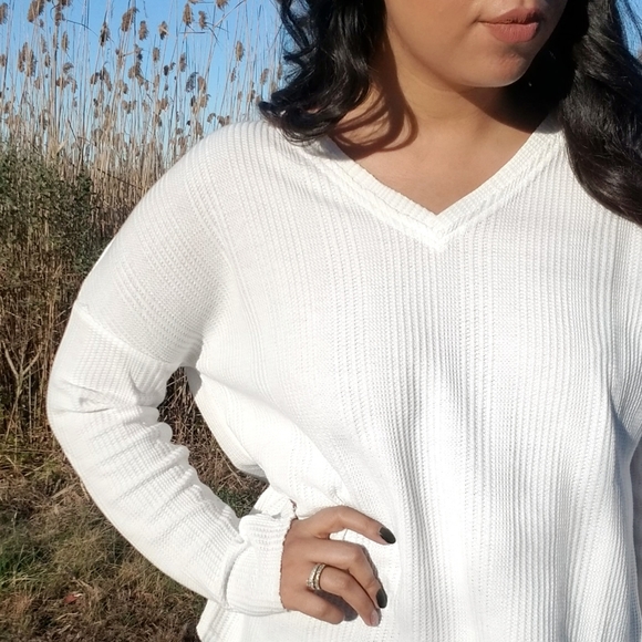 BRIGHTER DAYS WHITE WAFFLE KNIT TOP - Picture 5 of 12